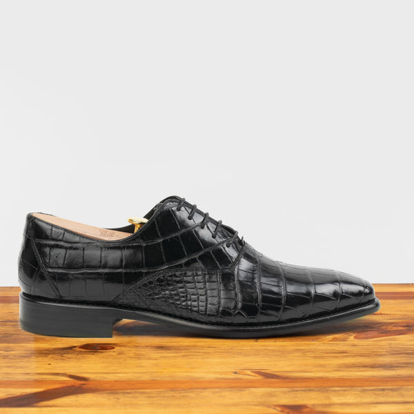 calzoleria toscana 6153 Calzoleria Toscana Dip-Dyed Men's Nile Crocodile Lace-Up Black