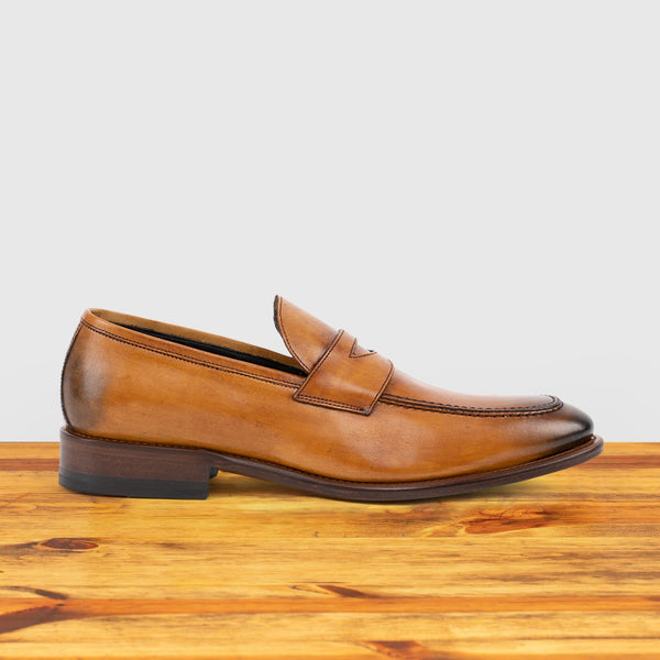 calzoleria toscana 7730 Calzoleria Toscana Leather Dress Loafer Dark Caramel