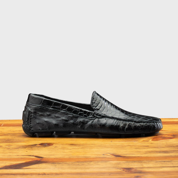 calzoleria toscana 8675 Calzoleria Toscana Men's Ostrich Driver Black