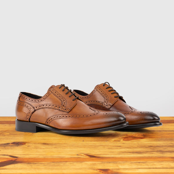 calzoleria toscana A484 Calzoleria Toscana Wingtip Dress Shoe Dark Caramel