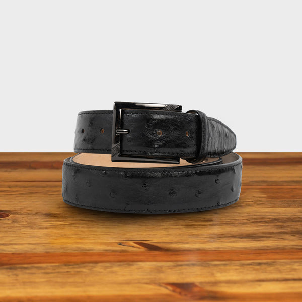 calzoleria toscana C1450 Calzoleria Toscana Genuine Ostrich Belt Black