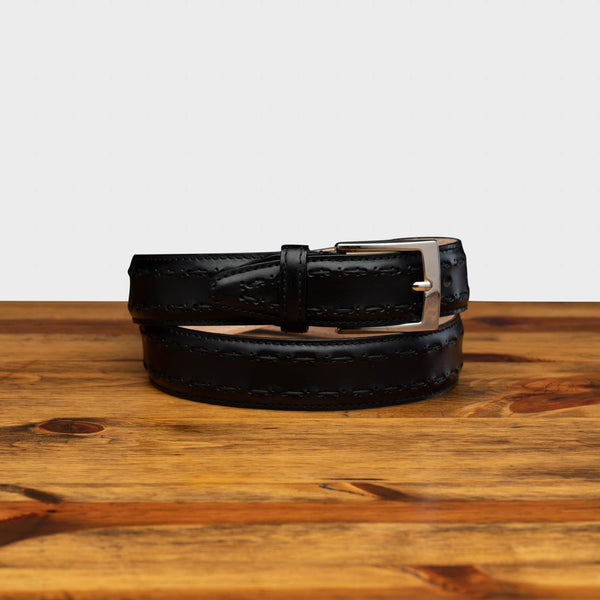calzoleria toscana C1482 Calzoleria Toscana Stitched Dress Belt Black