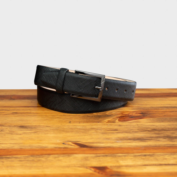 calzoleria toscana C1499 Calzoleria Toscana Saffiano Leather Belt Black Black