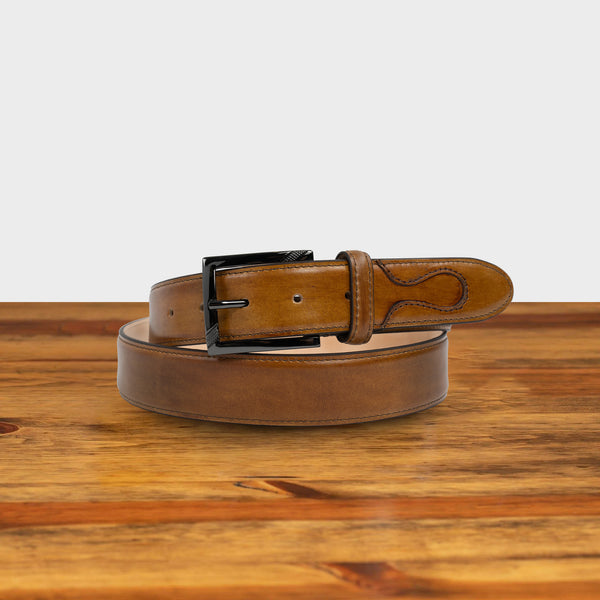 calzoleria toscana C1771 Calzoleria Toscana Stitched Dress Belt Dark Caramel
