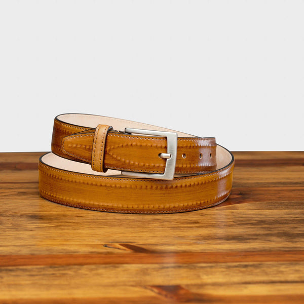 calzoleria toscana C2216 Calzoleria Toscana Inner Stitched Dress Belt Dark Caramel