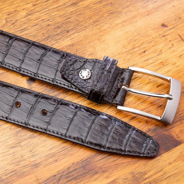 Calzoleria Toscana C7981 Calzoleria Toscana Exotic Hornback Belt Dark Brown