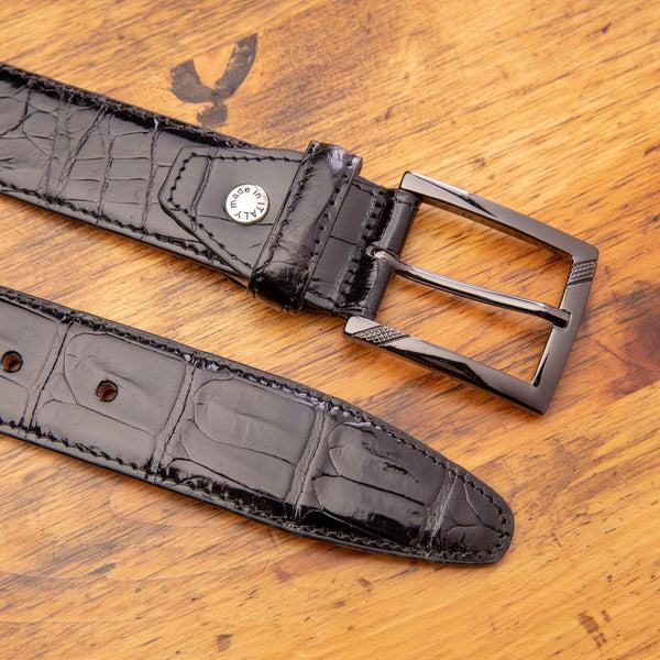 Calzoleria Toscana C8099 Calzoleria Toscana Crocodile Belt Black