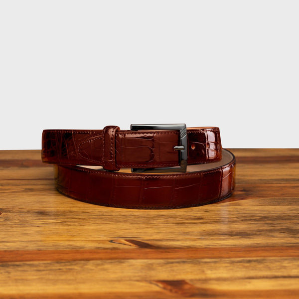 Calzoleria Toscana C8099 Calzoleria Toscana Crocodile Belt Black