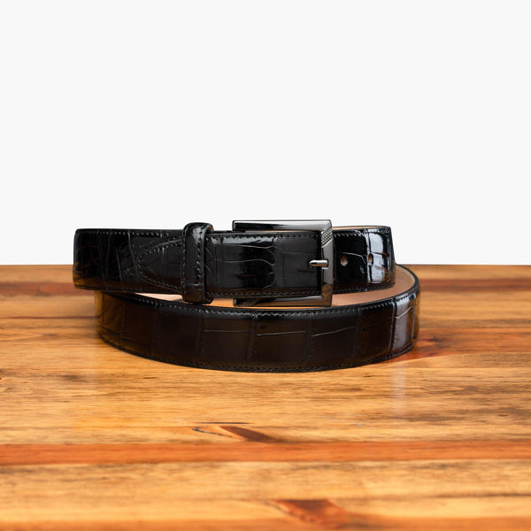 calzoleria toscana C8099 Calzoleria Toscana Crocodile Belt Black