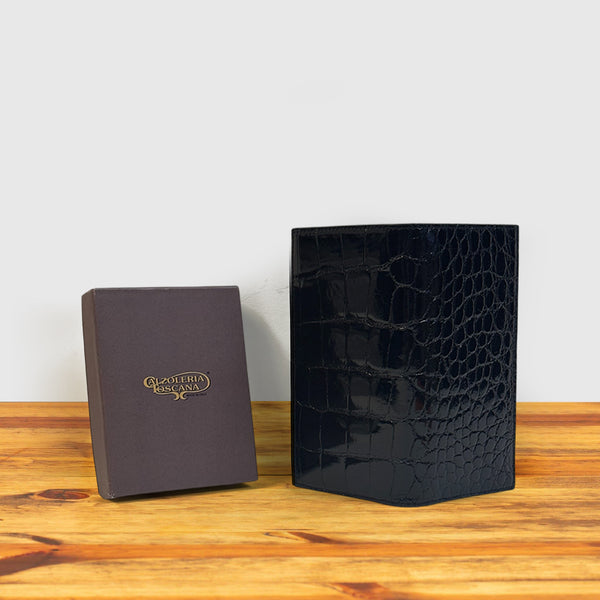 Calzoleria Toscana Calzoleria Toscana Atik Continental Crocodile Wallet Black