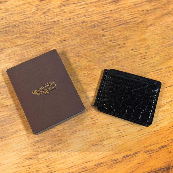 Calzoleria Toscana Calzoleria Toscana Beid Crocodile Money Clip Wallet - Black
