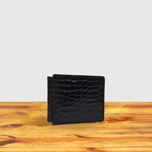 calzoleria toscana Calzoleria Toscana Beid Crocodile Money Clip Wallet - Black