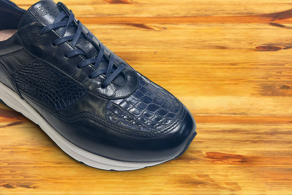 Calzoleria Toscana Calzoleria Toscana Caiano Crocodile Dip-Dyed Sneaker Blue