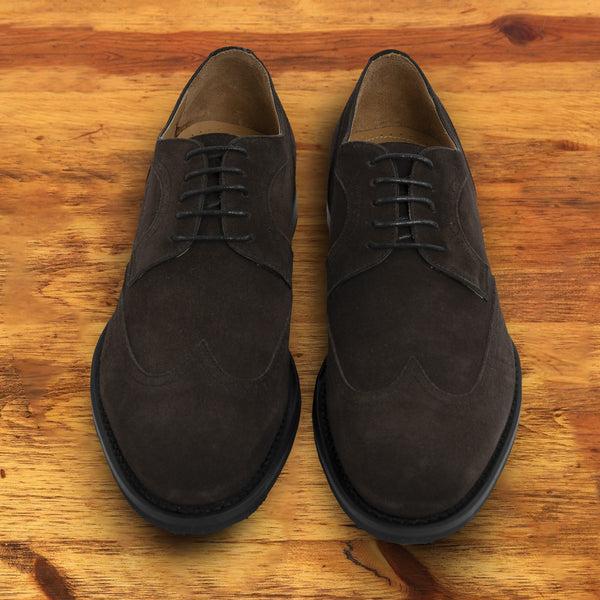Calzoleria Toscana Calzoleria Toscana Cascia Suede Wingtip Dress Shoe Charcoal Gray