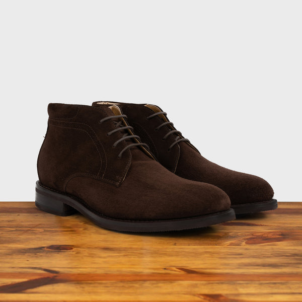 calzoleria toscana Calzoleria Toscana Croci Ankle Suede Demi Boot Dark Brown