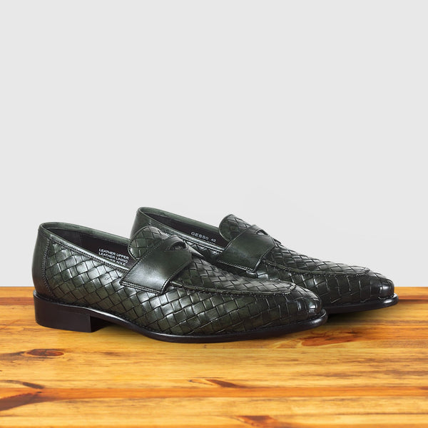 Calzoleria Toscana Calzoleria Toscana Gesso Woven Dress Loafer Emerald Green