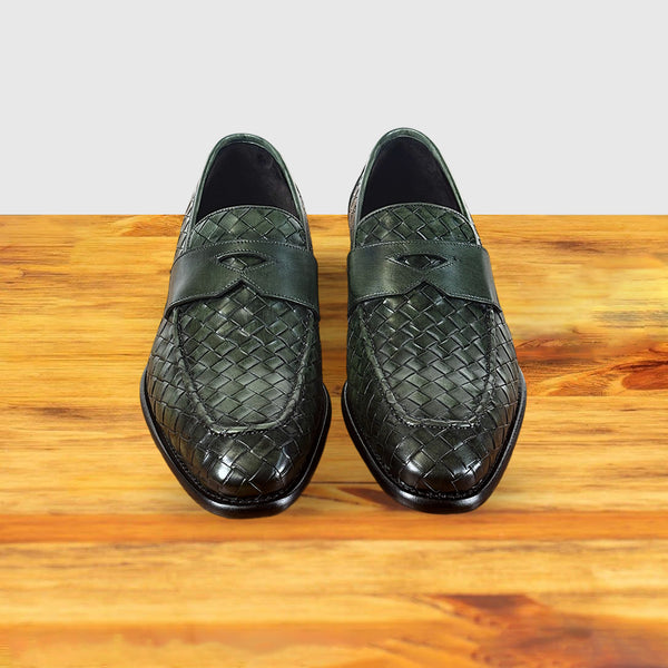 Calzoleria Toscana Calzoleria Toscana Gesso Woven Dress Loafer Emerald Green