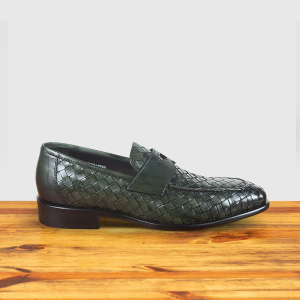 calzoleria toscana Calzoleria Toscana Gesso Woven Dress Loafer Emerald Green