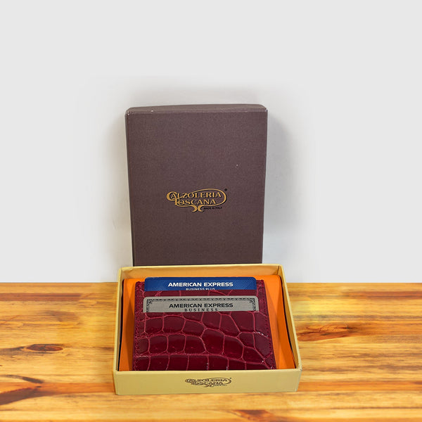 Calzoleria Toscana Calzoleria Toscana Kang Crocodile Credit Card Holder Red