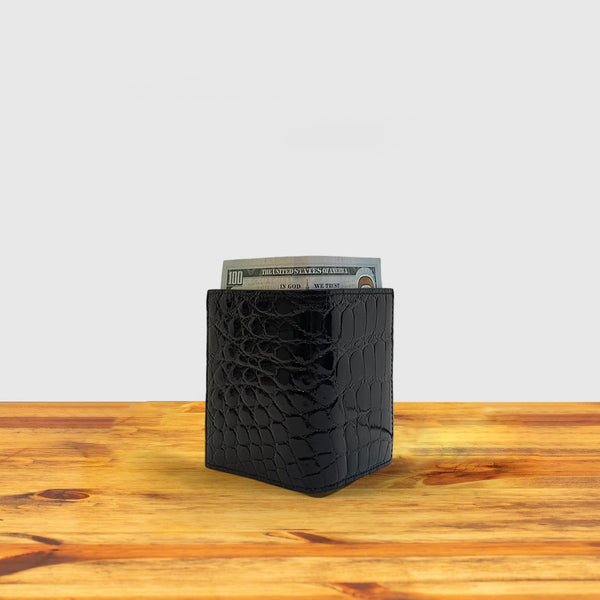 calzoleria toscana Calzoleria Toscana Keid Crocodile Billfold Wallet Black