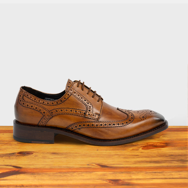 calzoleria toscana Calzoleria Toscana Mesola Wingtip Dress Shoe Dark Caramel