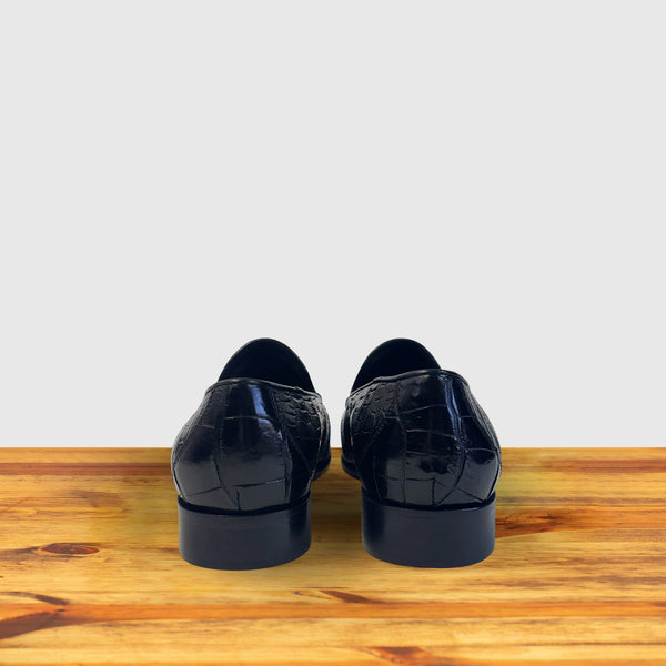 Calzoleria Toscana Calzoleria Toscana Penta Dip-Dyed Wholecut Crocodile Loafer Black