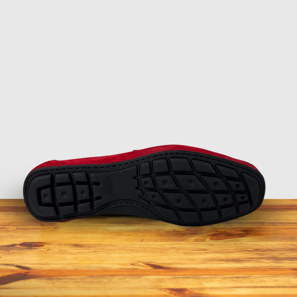 Calzoleria Toscana Calzoleria Toscana Zula Velour Suede/Leather Penny Loafer Red