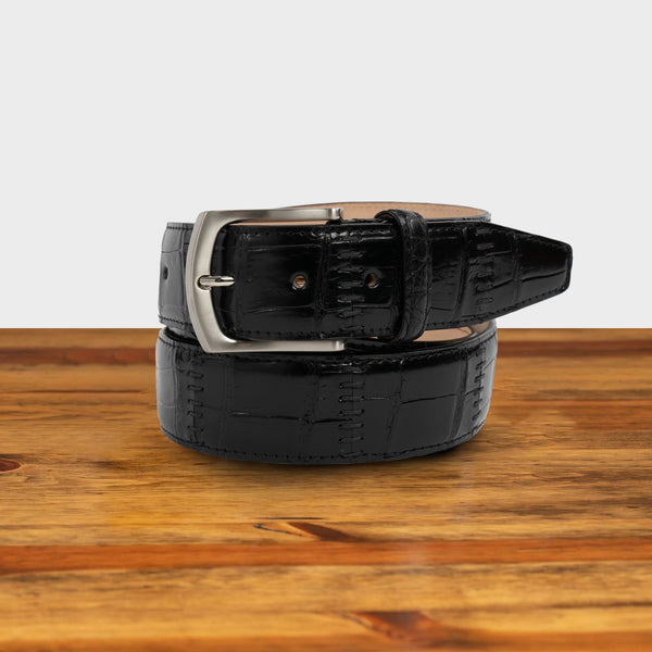 Calzoleria Toscana ETNA Calzoleria Toscana Genuine Stitched Crocodile Belt Denim Blue