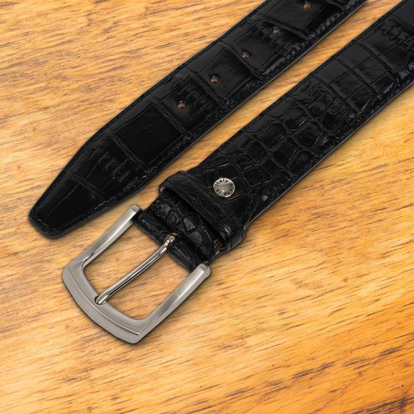 Calzoleria Toscana ETNA Calzoleria Toscana Genuine Stitched Crocodile Belt Denim Blue