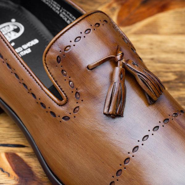 Calzoleria Toscana H614 Calzoleria Toscana Silver Tassel Slip-On Chestnut