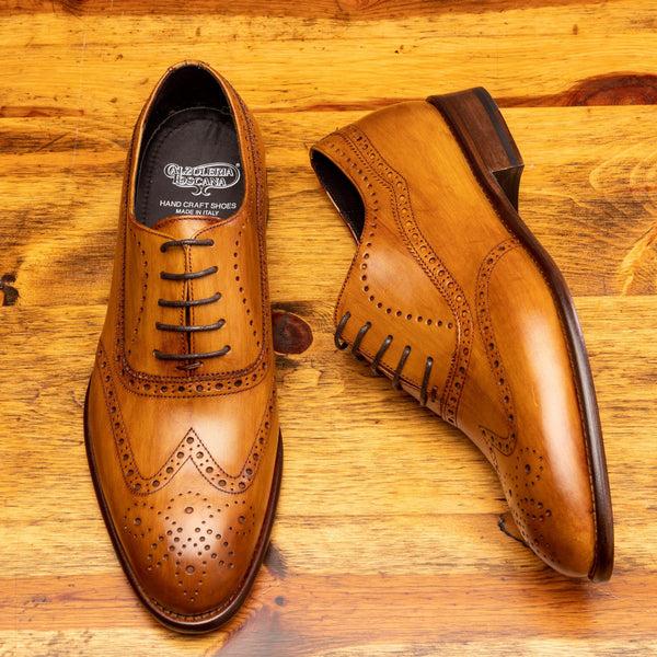 Calzoleria Toscana H742 Calzoleria Toscana Balmoral Wingtip Dark Caramel