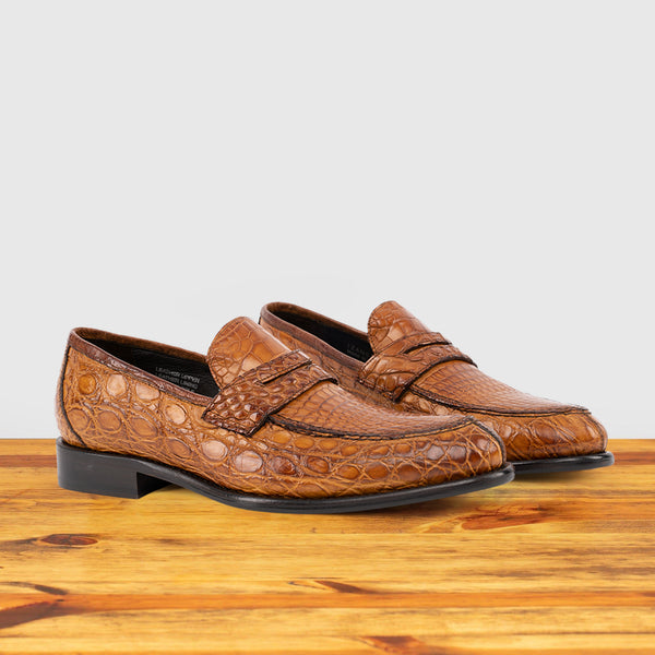 Calzoleria Toscana Izano Calzoleria Toscana Dip-Dyed Men's Nile Crocodile Dress Loafer Brick