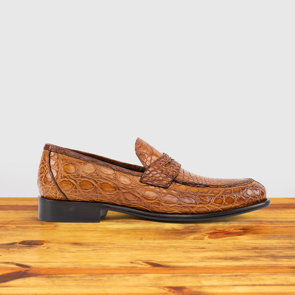 calzoleria toscana Izano Calzoleria Toscana Dip-Dyed Men's Nile Crocodile Dress Loafer Brick