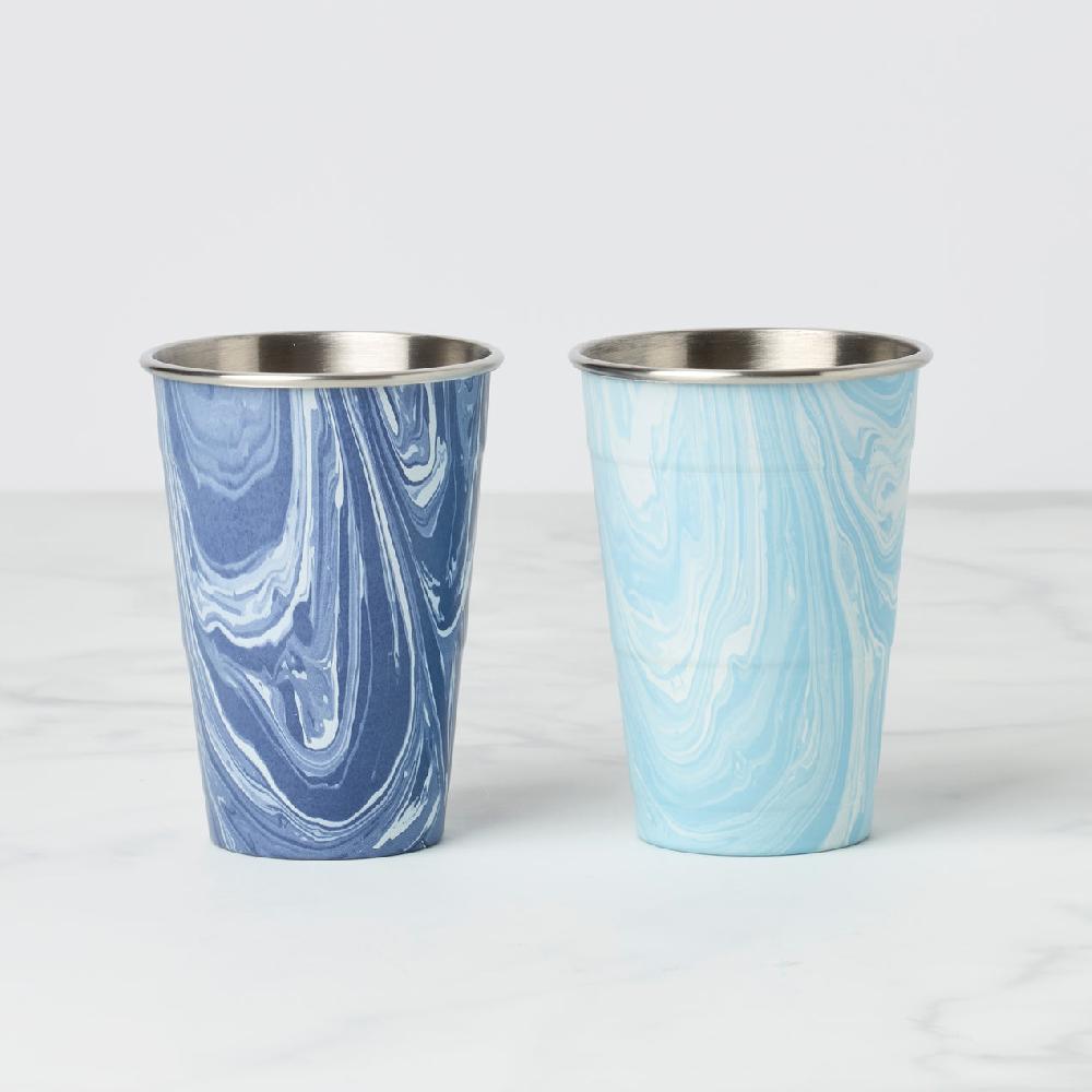 cambridge silversmiths 18 Oz Party Cup Set of 2 Navy Blue Swirl