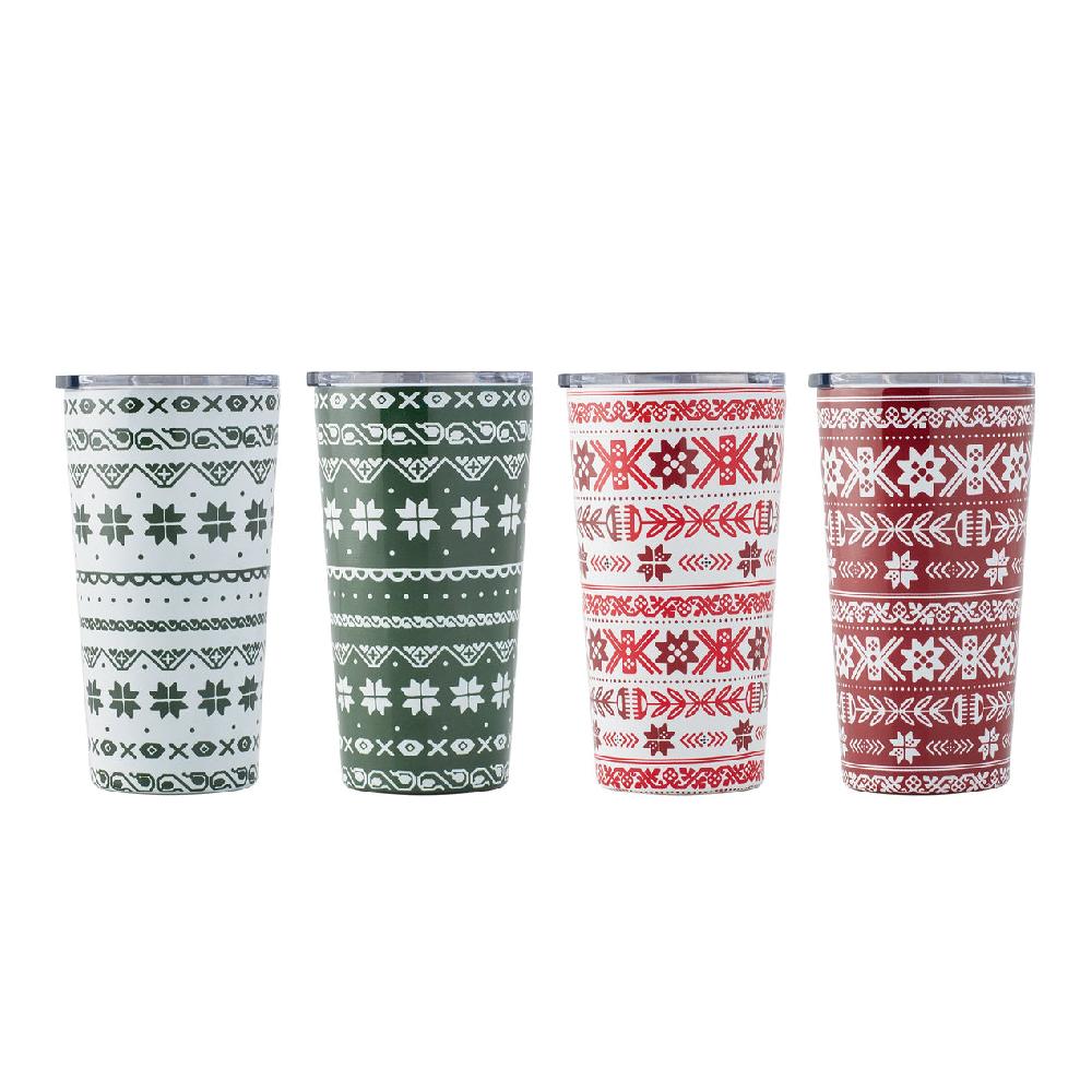 cambridge silversmiths 20 Oz Fair Isle Insulated Highballs Set Of 4