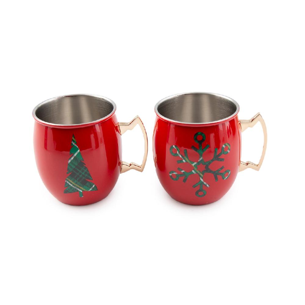 Cambridge Silversmiths 20 Oz Red Christmas Moscow Mule Mugs Set Of 2