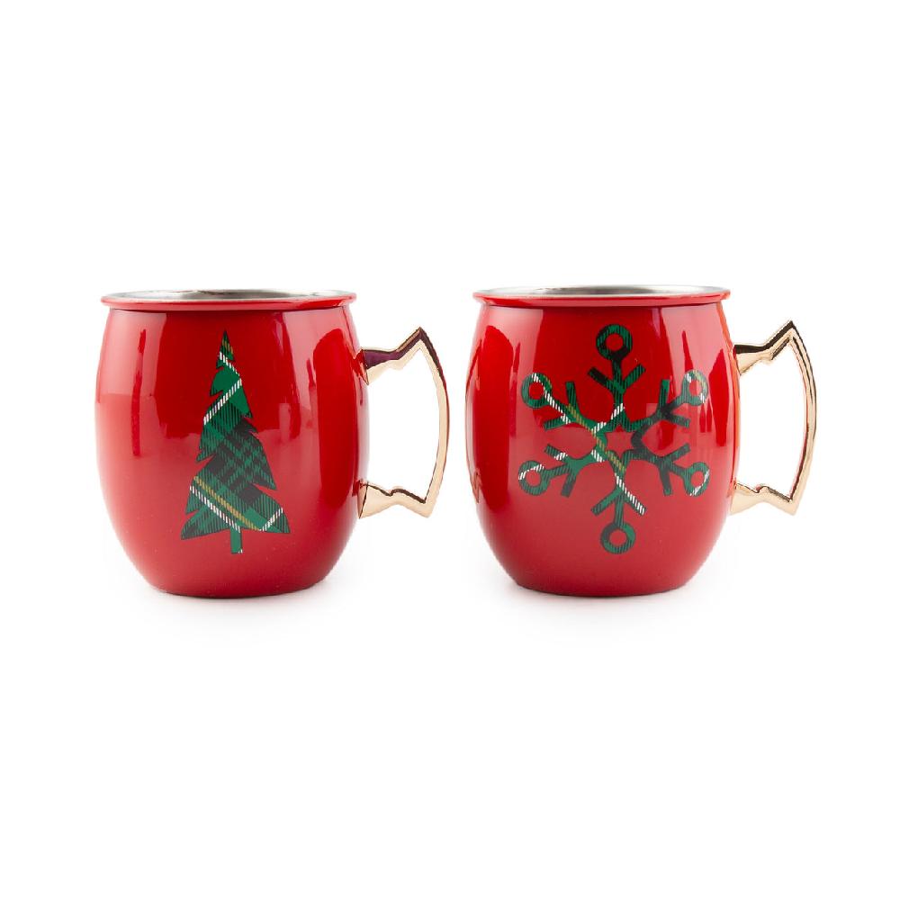 cambridge silversmiths 20 Oz Red Christmas Moscow Mule Mugs Set Of 2