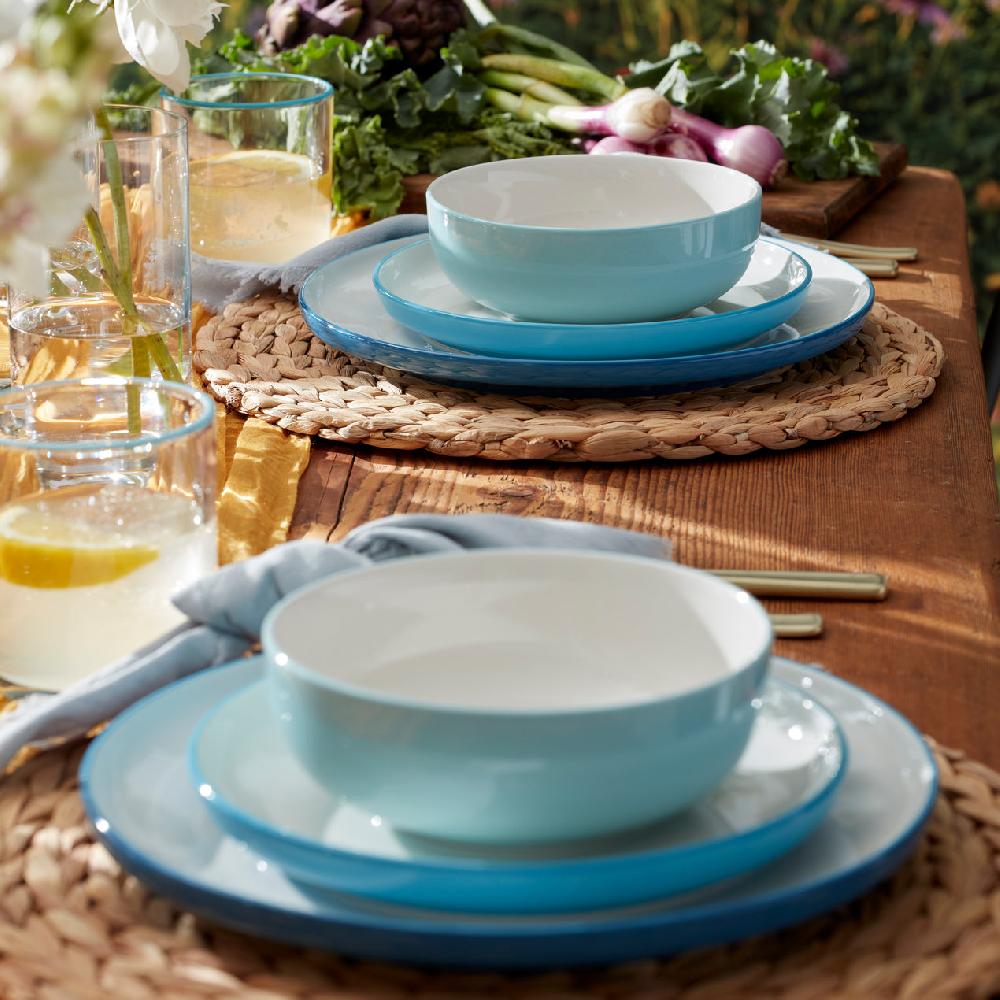 Cambridge Silversmiths 24/7 Colors 12-Piece Dinnerware Set Turquoise