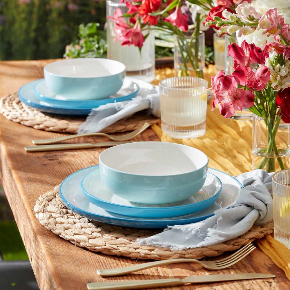 Cambridge Silversmiths 24/7 Colors 12-Piece Dinnerware Set Turquoise