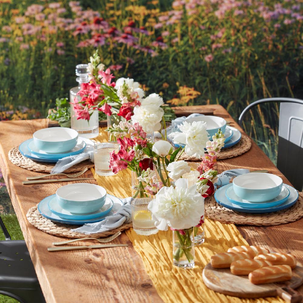 Cambridge Silversmiths 24/7 Colors 12-Piece Dinnerware Set Turquoise