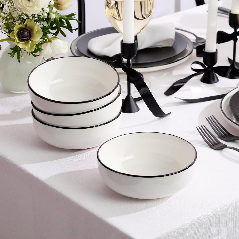 Cambridge Silversmiths 24 Seven Black Rim 12-Piece Dinnerware Set