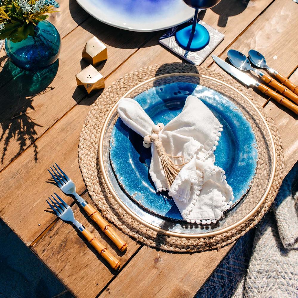 Cambridge Silversmiths Bamboo Handle 20-Piece Flatware Set