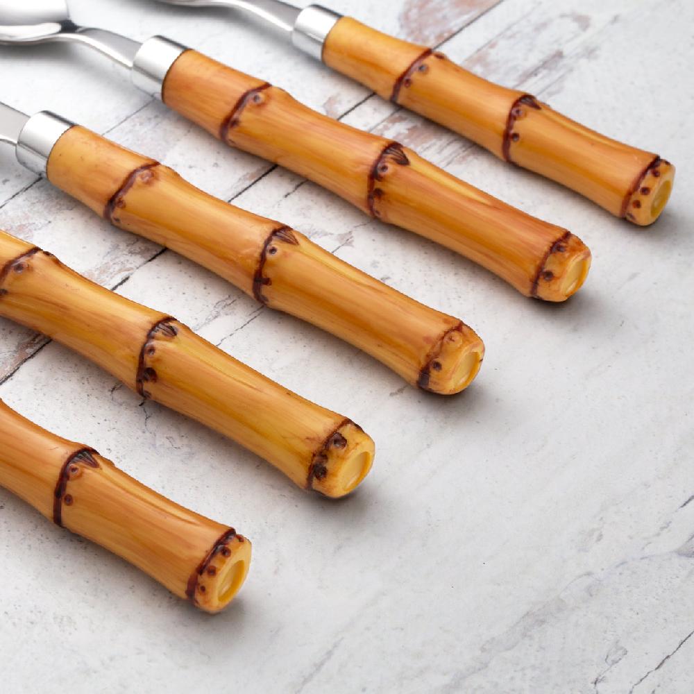 Cambridge Silversmiths Bamboo Handle 20-Piece Flatware Set