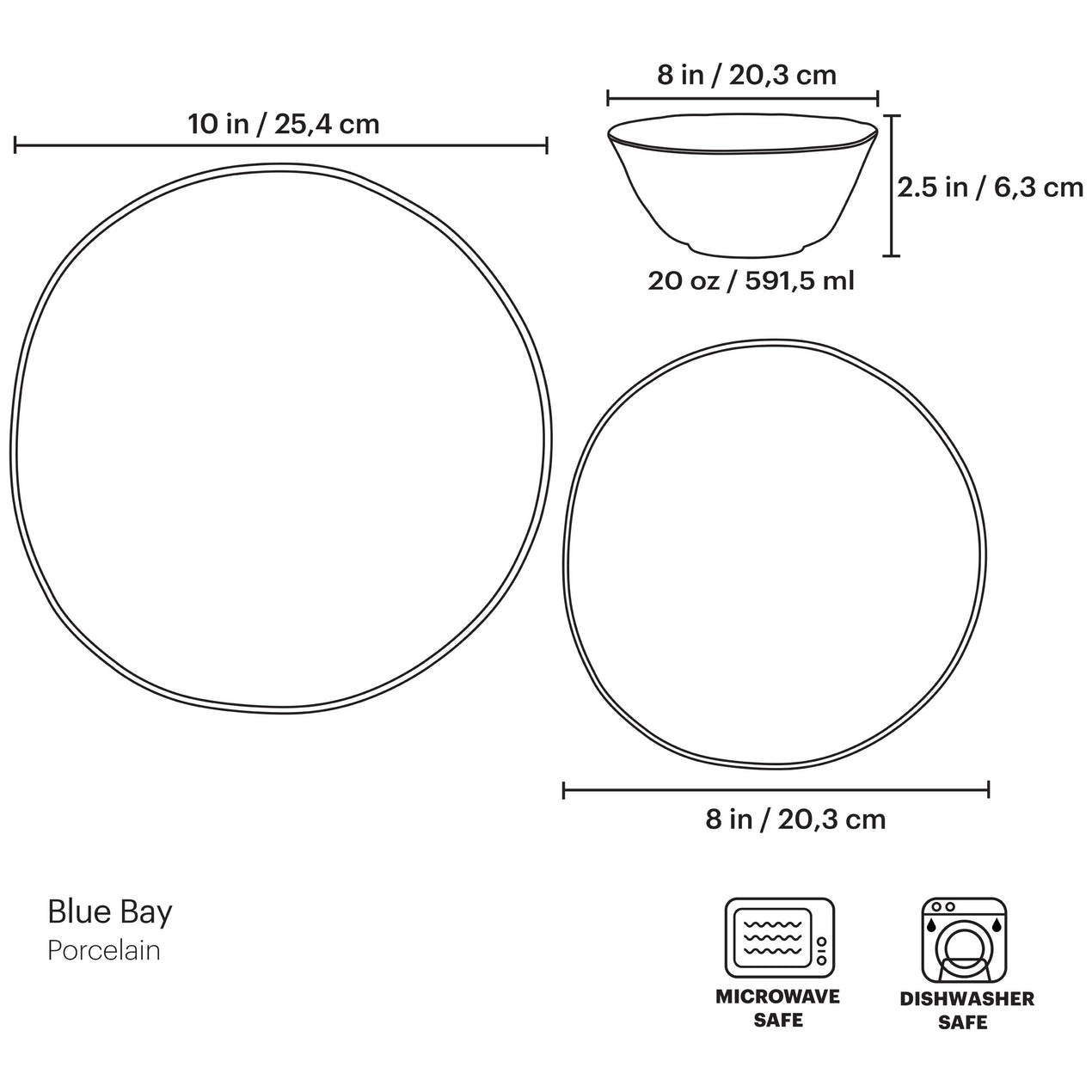 Cambridge Silversmiths Blue Bay 24-Piece Dinnerware Set Service For 8