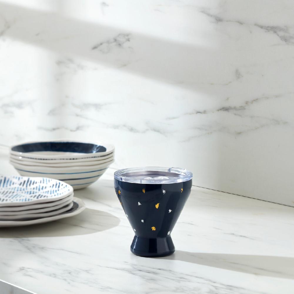 Cambridge Silversmiths Blue Bay Dot Pattern Stainless Steel Cocktail Tumbler