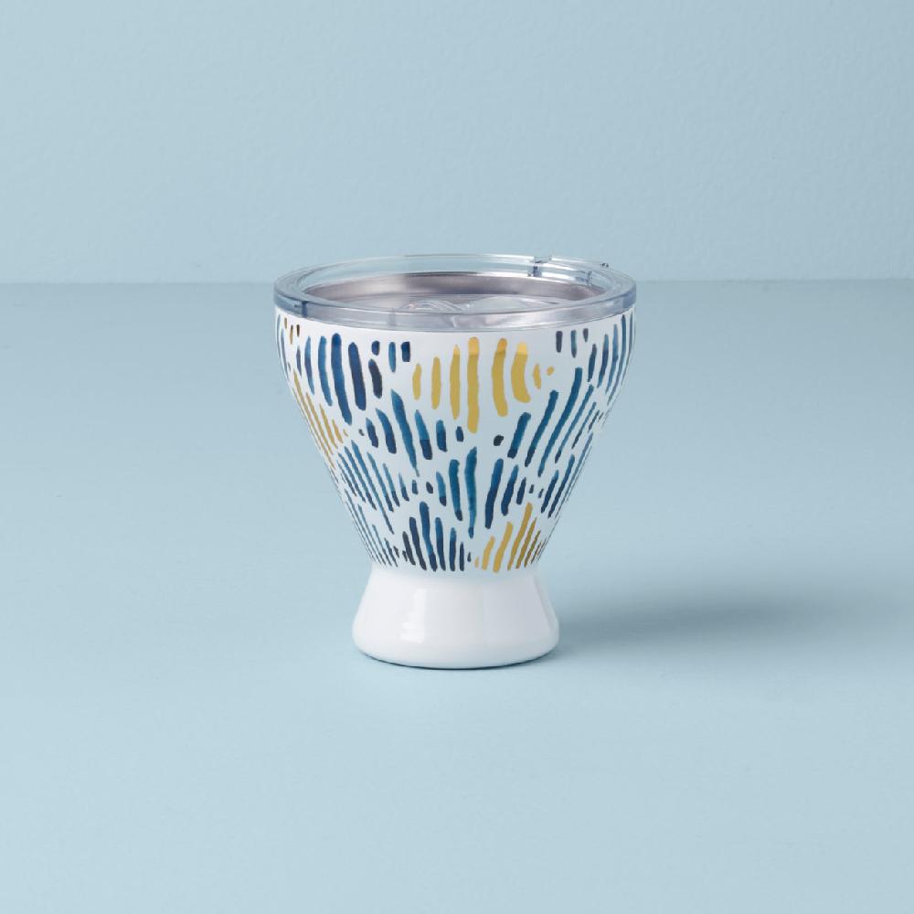 cambridge silversmiths Blue Bay Ikat Pattern Stainless Steel Cocktail Tumbler