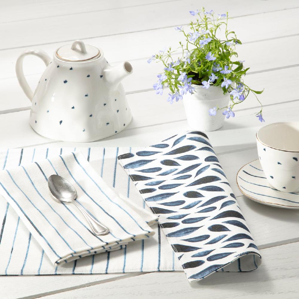 Cambridge Silversmiths Blue Bay Leaf/Stripe Reversible Placemat