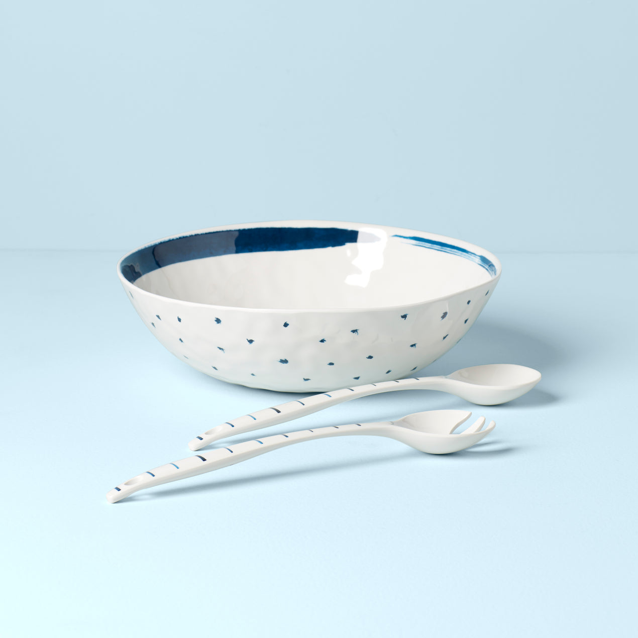 Cambridge Silversmiths Blue Bay Melamine Salad Bowl With Servers