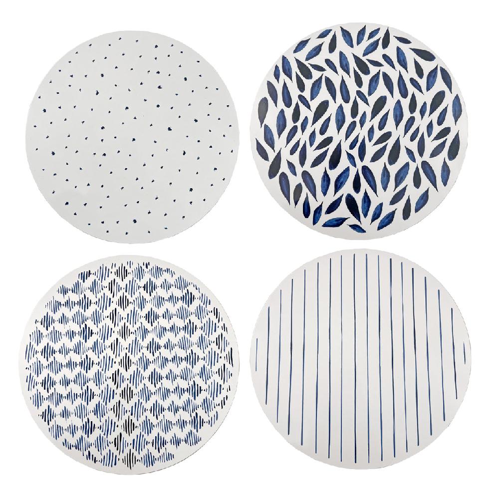 cambridge silversmiths Blue Bay Round Corkback Placemats Set of 4
