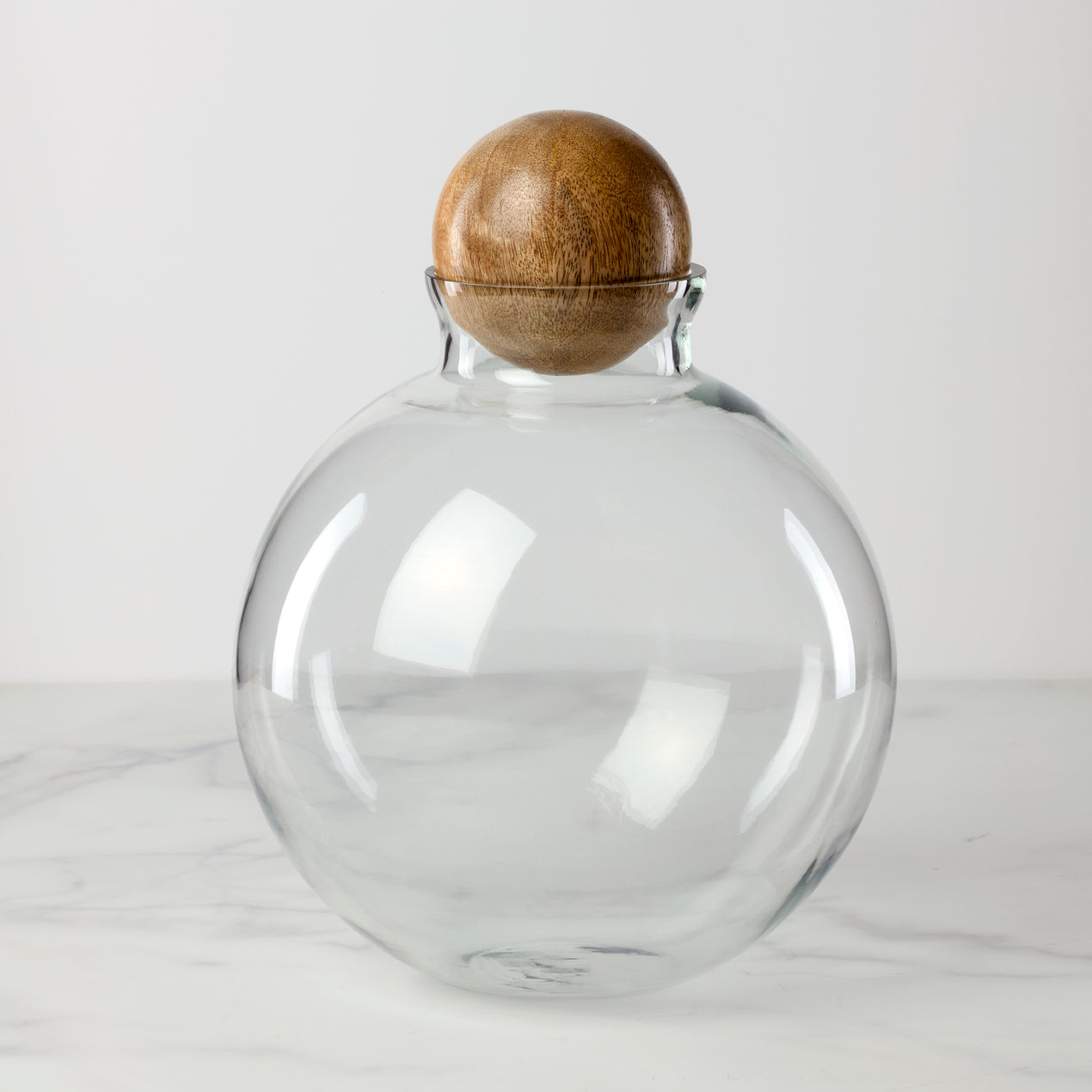 cambridge silversmiths Brisbane Spherical Glass & Mango Wood Canister